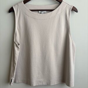 Haven Well Within XL Organic Cotton Sleeveless Knit Top Beige Minimalist Tank